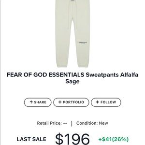 FEAR OF GOD ESSENTIALS Sweatpants Alfalfa Sage